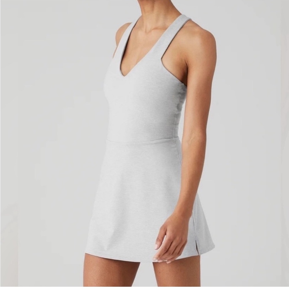 ALO Yoga Light Grey V-Neck Sleeveless Mini Dress